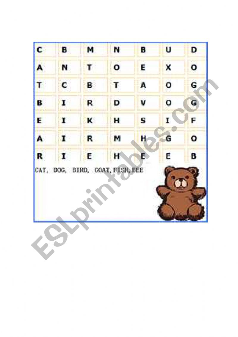 wordsearch worksheet