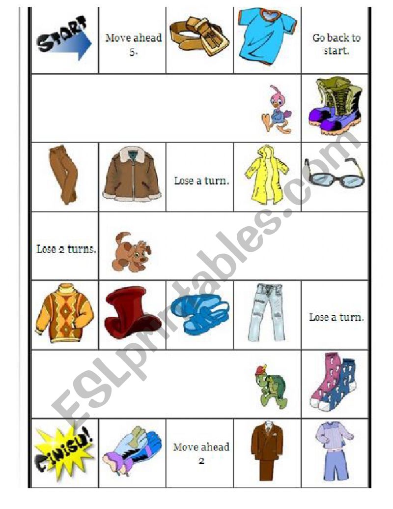 Clothes Boardgame worksheet