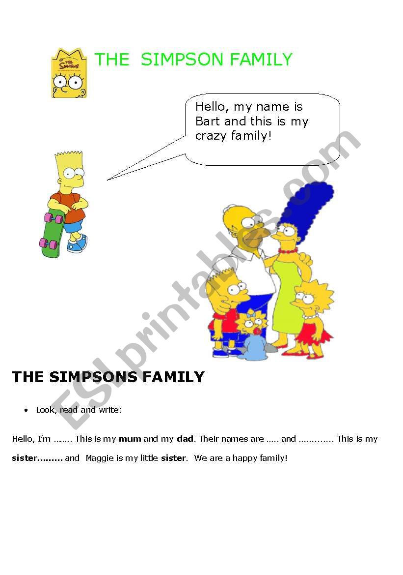  The Simpson family  worksheet