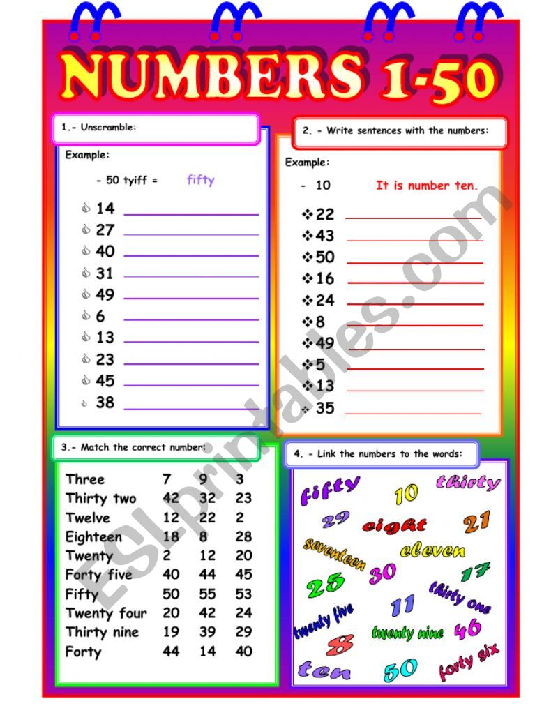 Numbers exercises worksheet