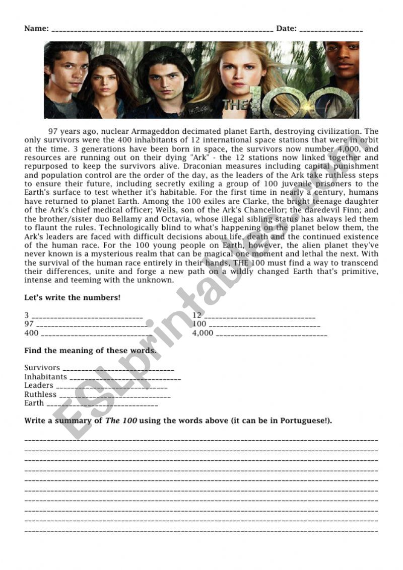 The 100 - Pilot worksheet