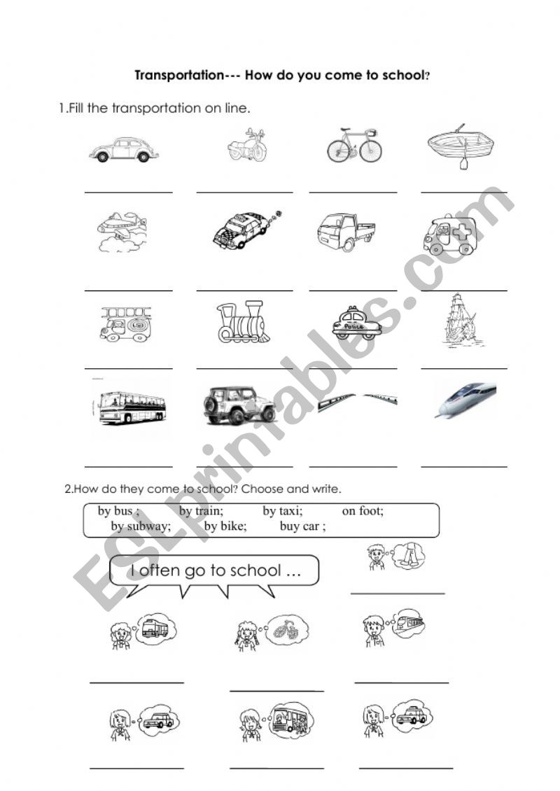 Transportation worksheet