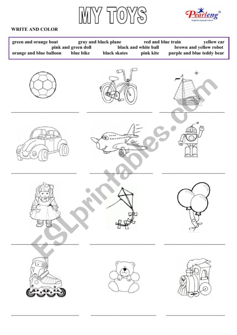 Toys worksheet