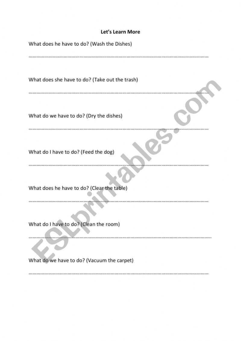 Have to worksheet