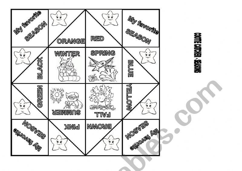 cootie catcher seasons worksheet