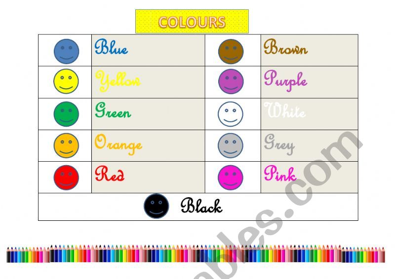 Colours worksheet