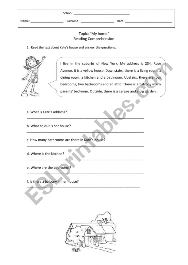 My house worksheet