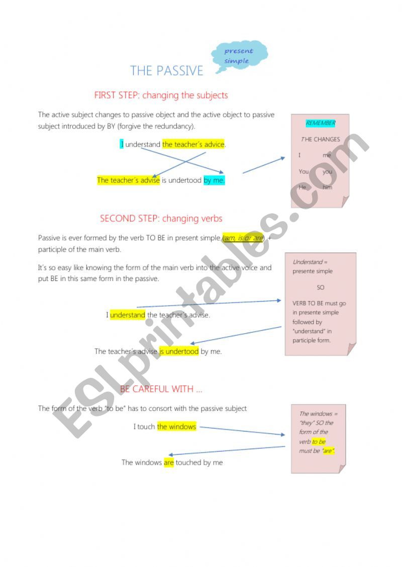 Steps Passive worksheet