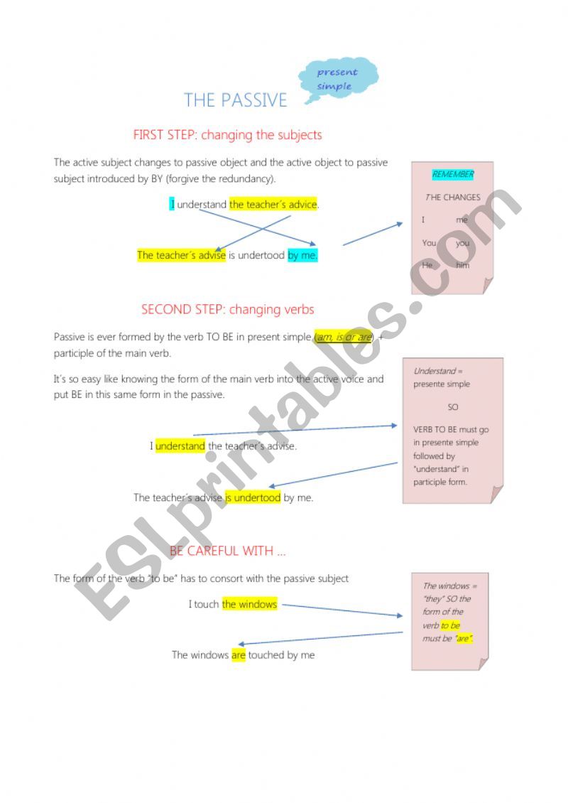 Steps Passive worksheet