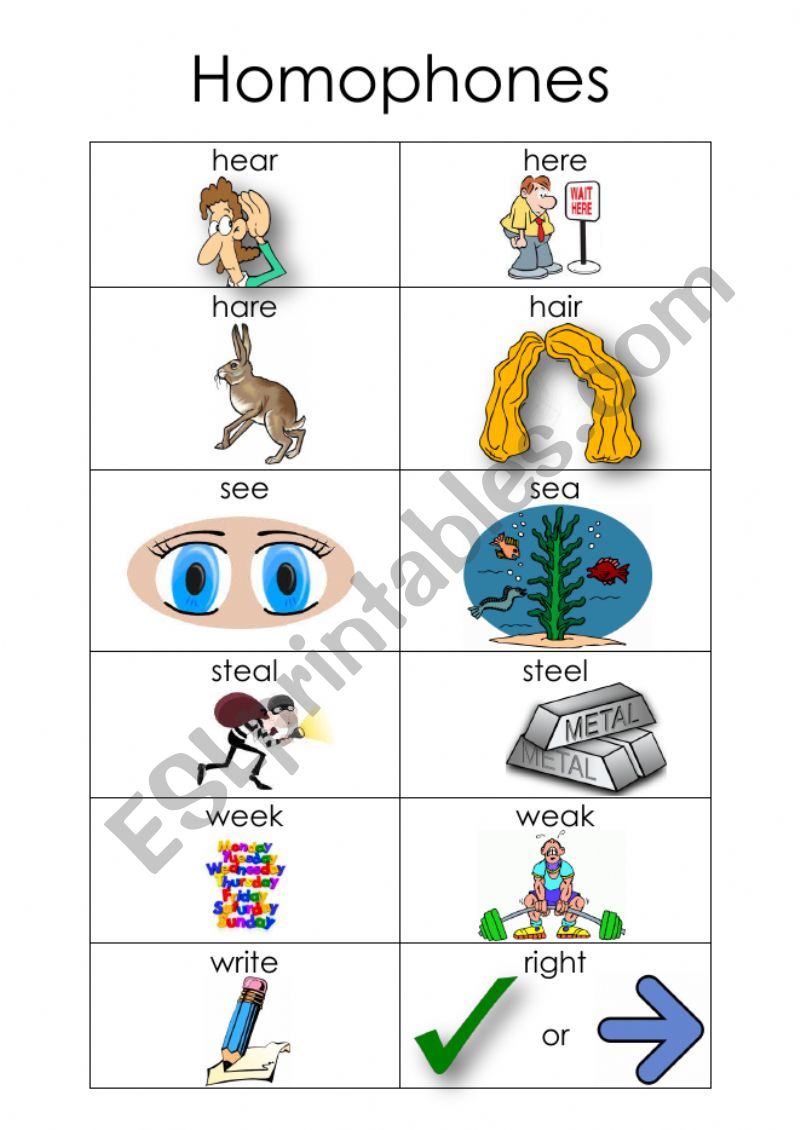 Homophones note worksheet