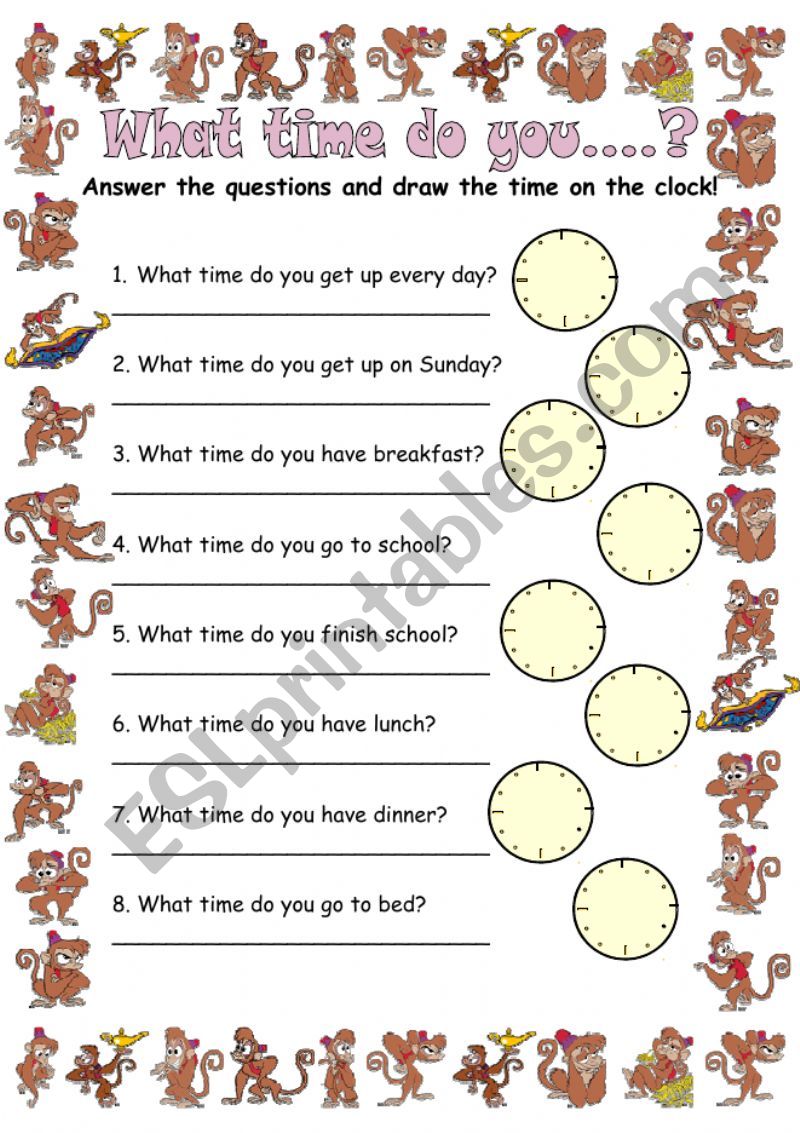 What time do you....? worksheet