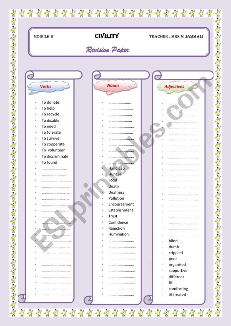 vocabulary paper: word-building