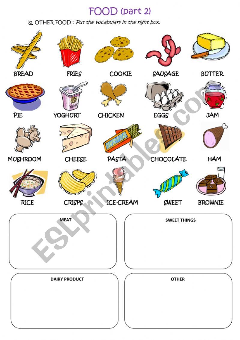 FOOD (Part 2) worksheet