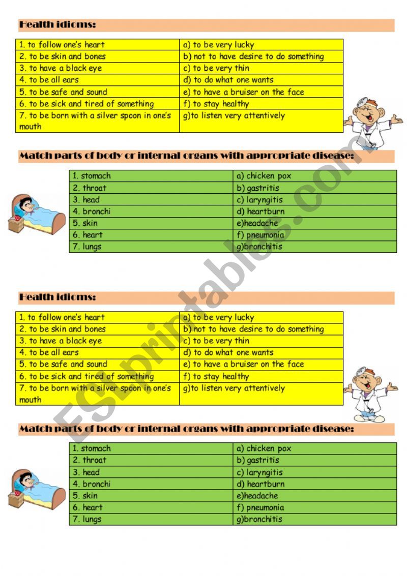 Health Idioms worksheet