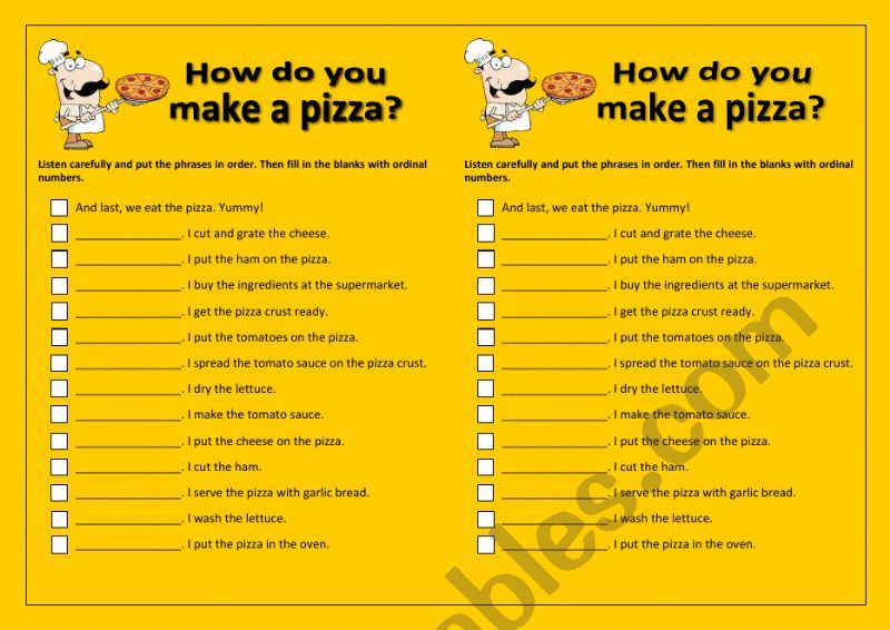 HOW DO YOU MAKE A PIZZA? worksheet