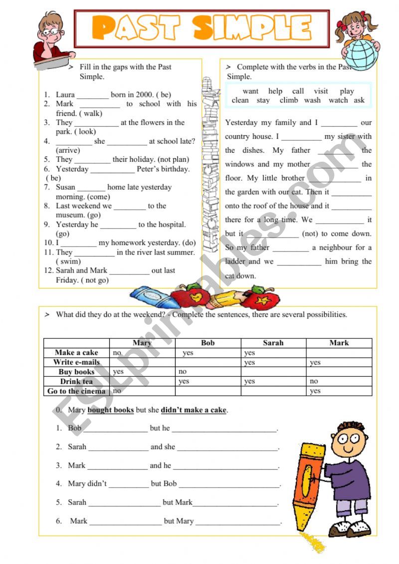 Past Simple - ESL worksheet by sarasantos