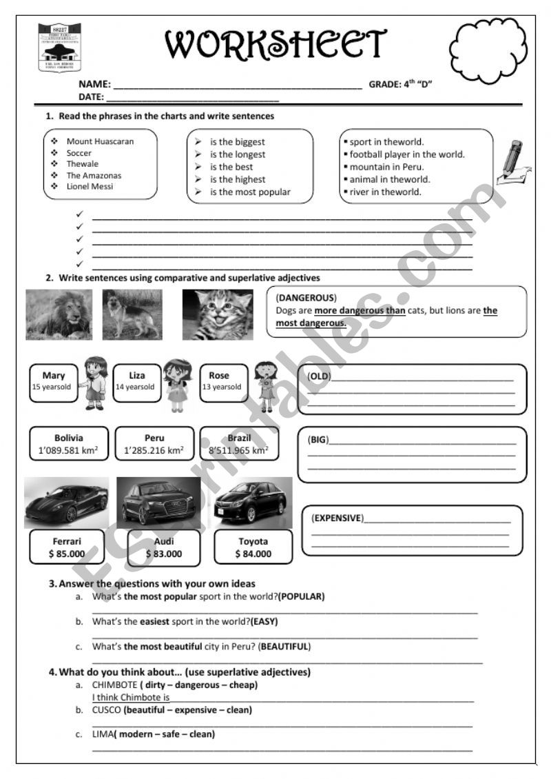 comparative and superlative worksheet