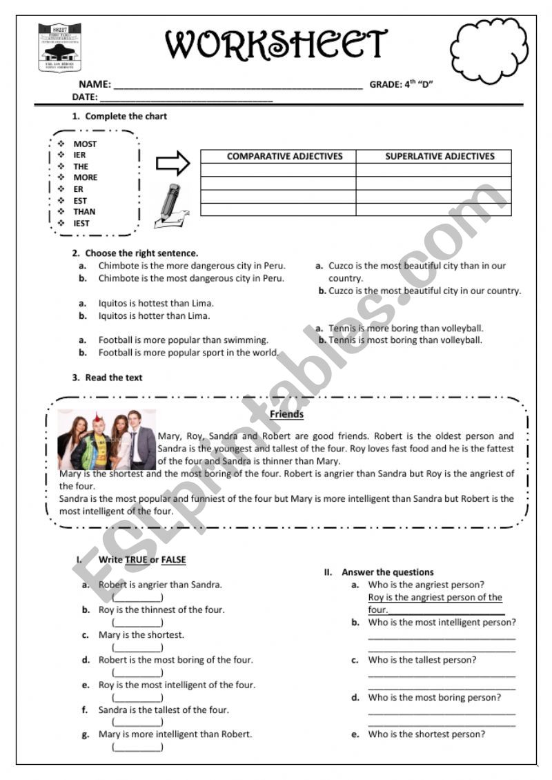 comparative and superlative worksheet