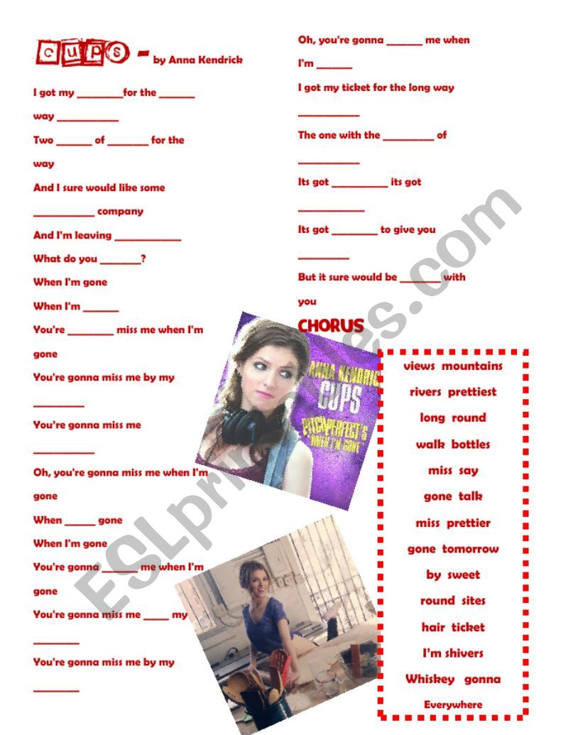 CUPS, ANNA KENDRICK worksheet