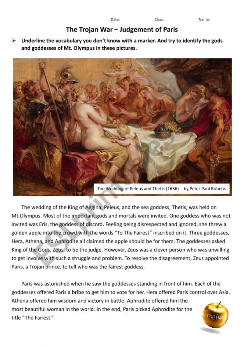 Greek Mythology - Trojan War - The Judgement of Paris