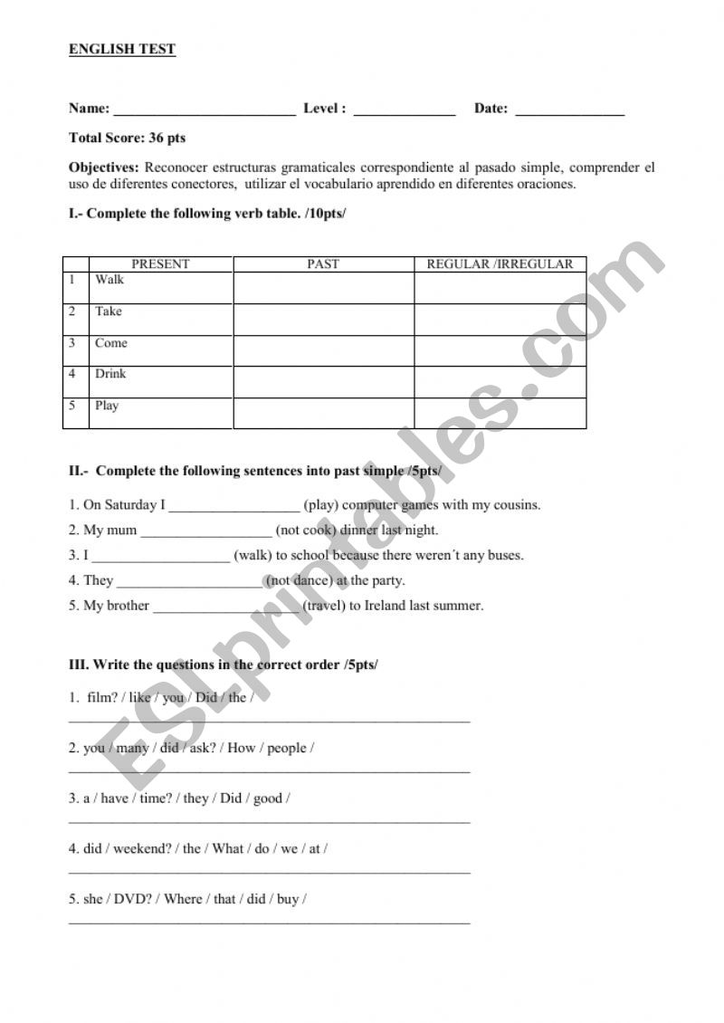 Test worksheet