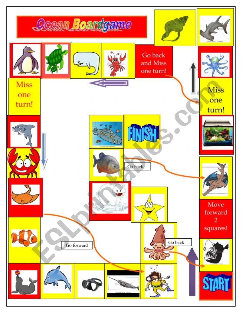 ocean boardgame worksheet