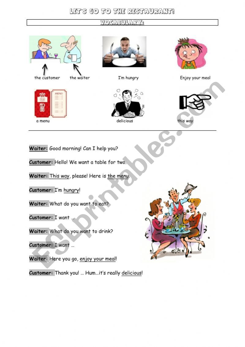 At the restaurant - ESL worksheet by MDo49