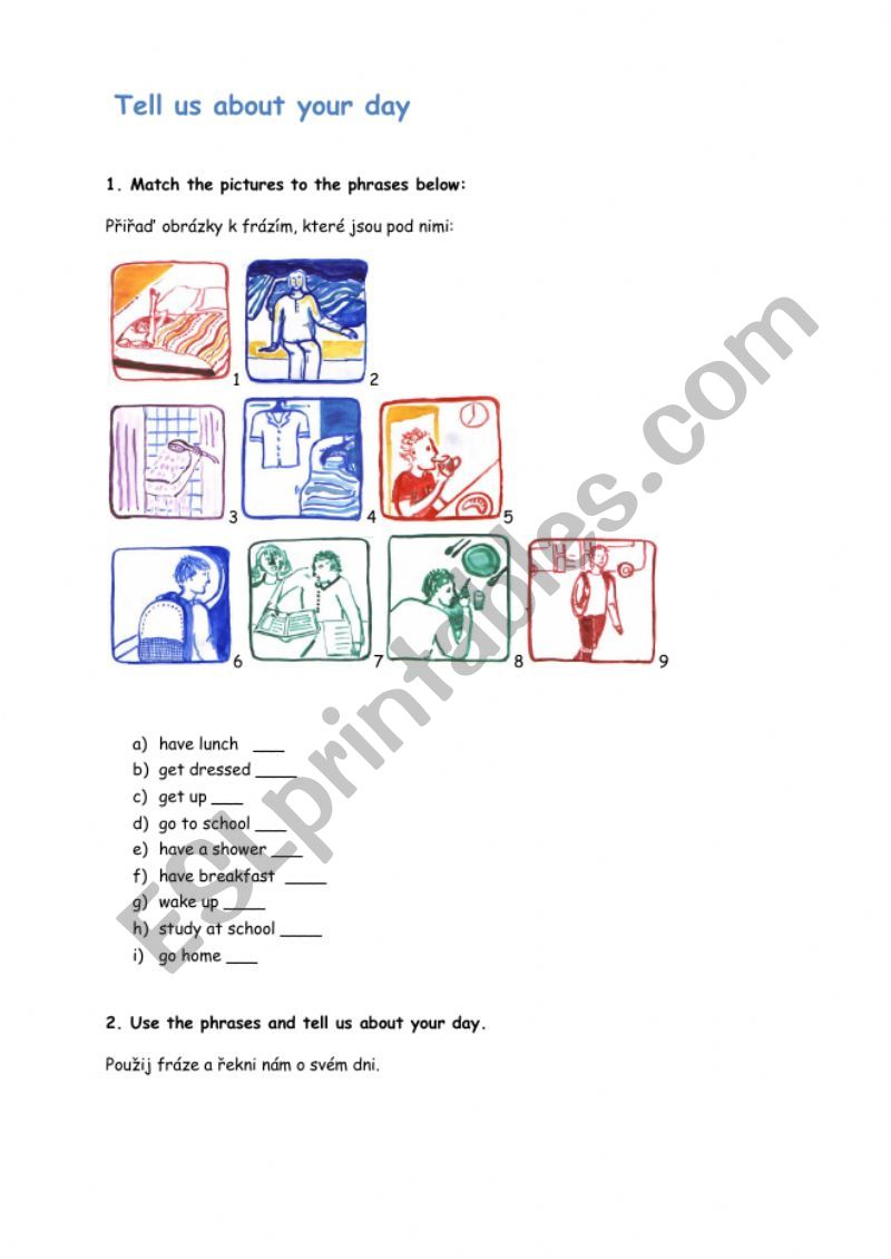 Daily routines worksheet