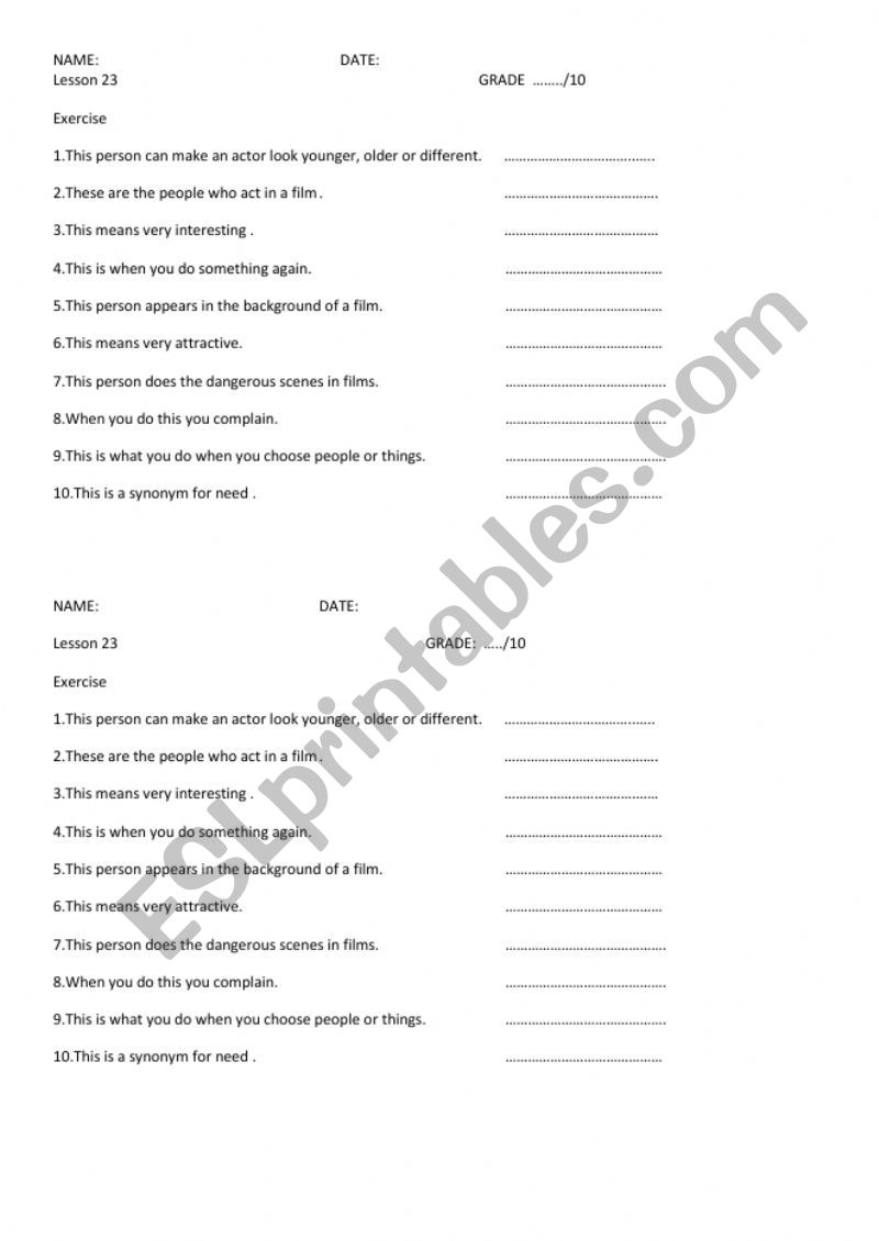 dictation worksheet