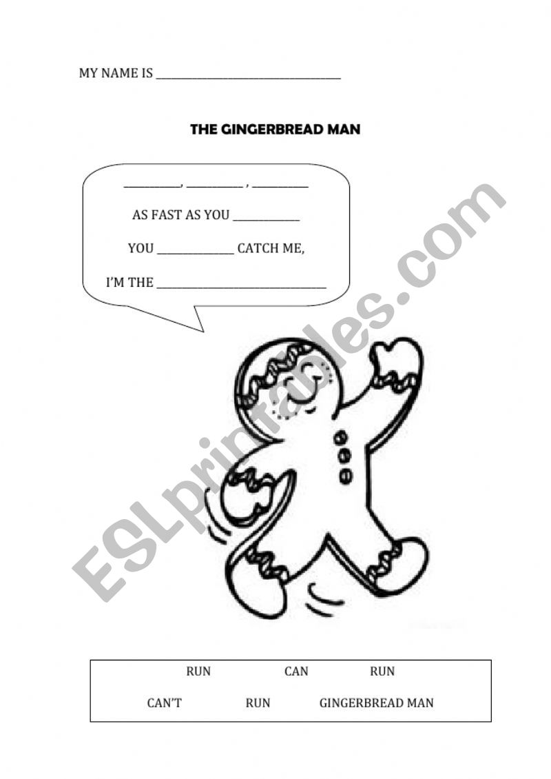 The gingerbread man worksheet worksheet