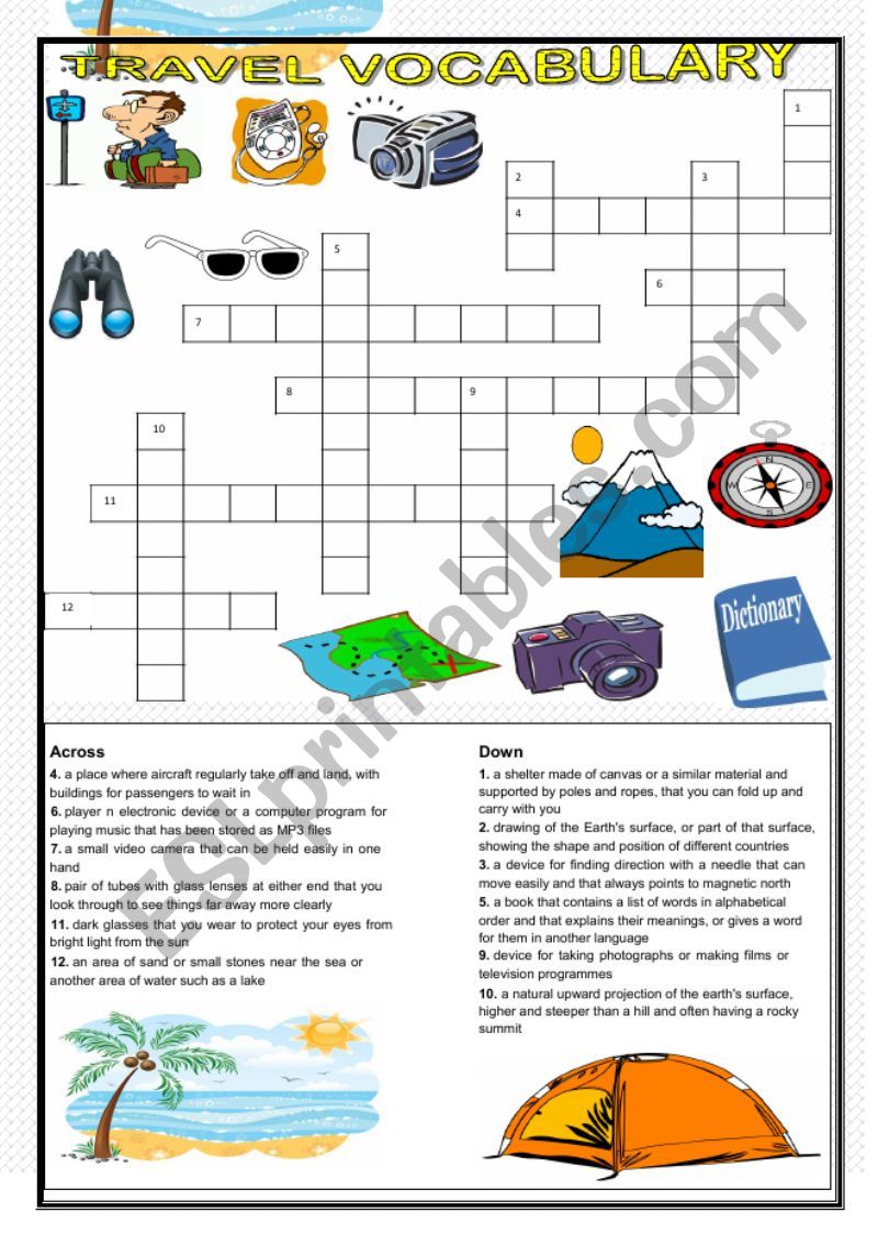 Travel vocabulary worksheet