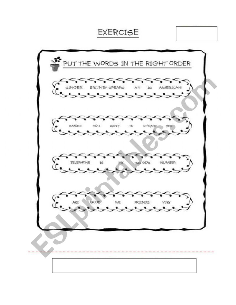 exercise worksheet