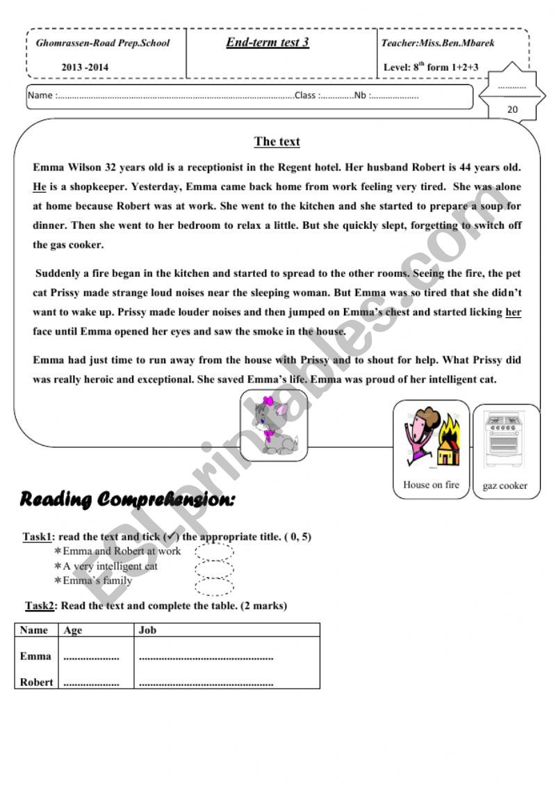 End term test 3 8th form worksheet