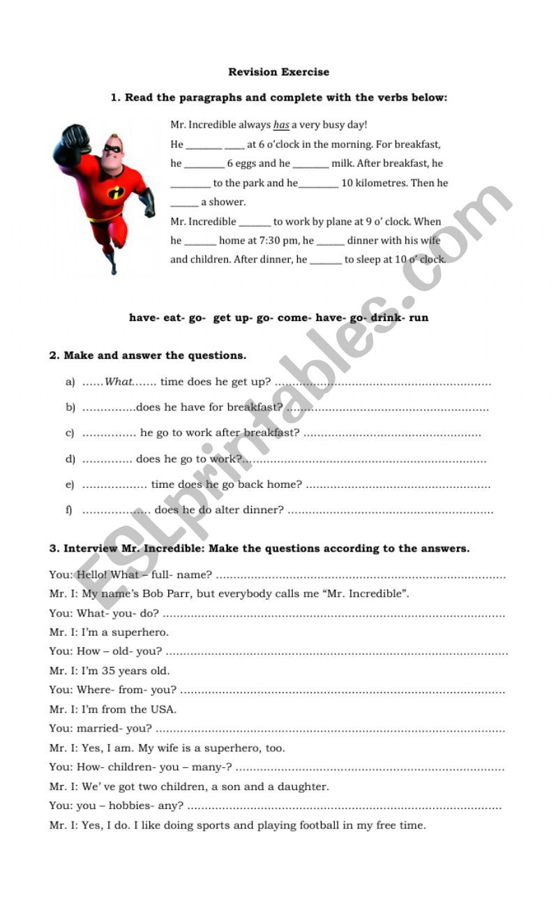 Routines worksheet