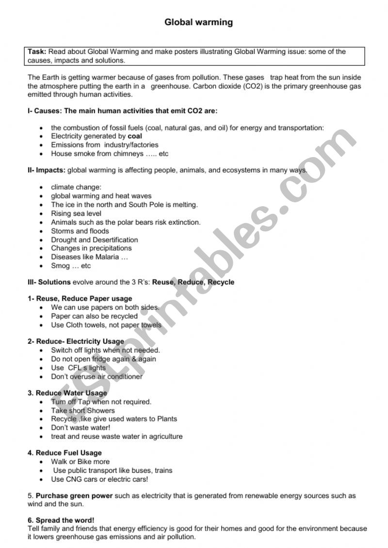 Global Warming: causes, effects and sollutions