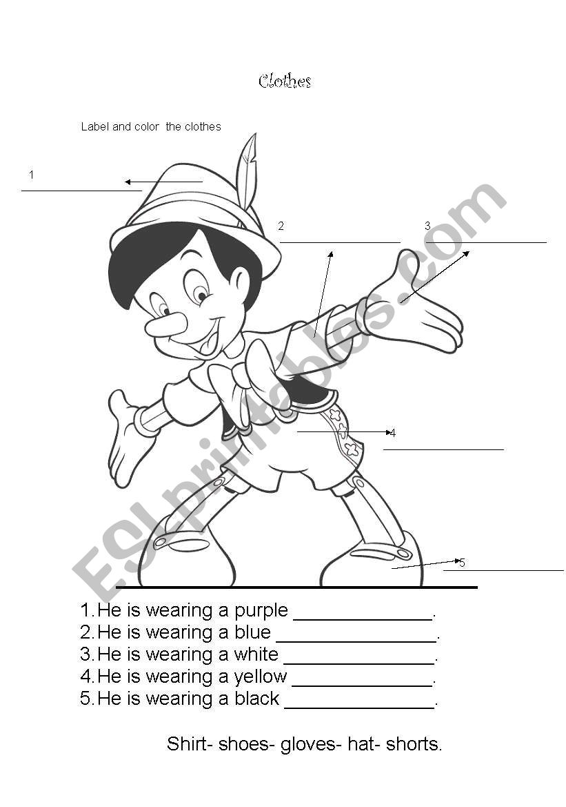 Clothes and colors worksheet