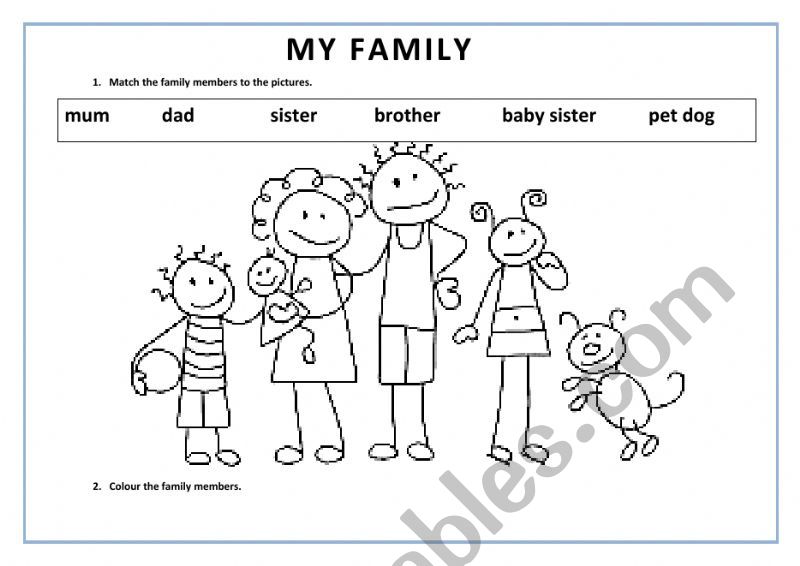 Family Members - ESL worksheet by lorenatraducciones