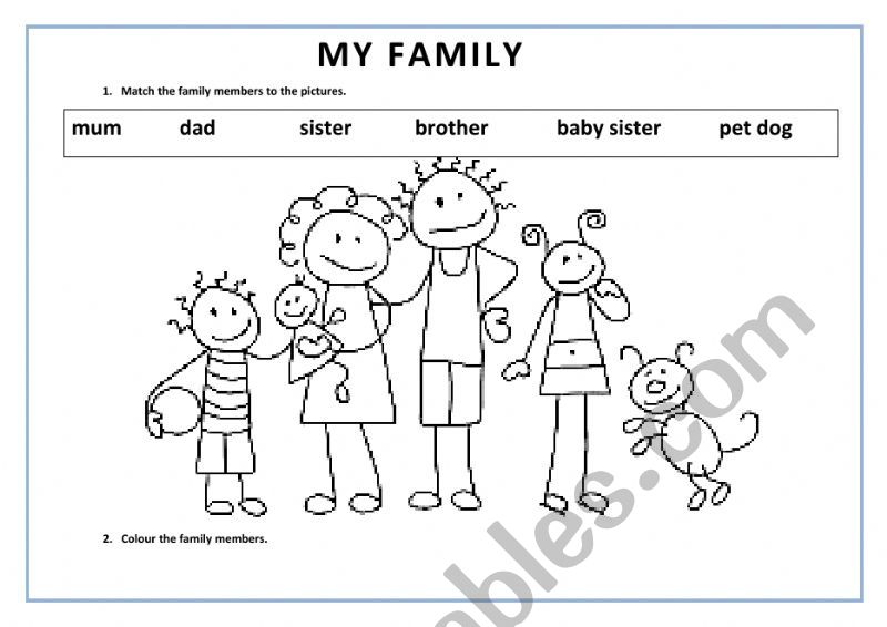 Family Members worksheet