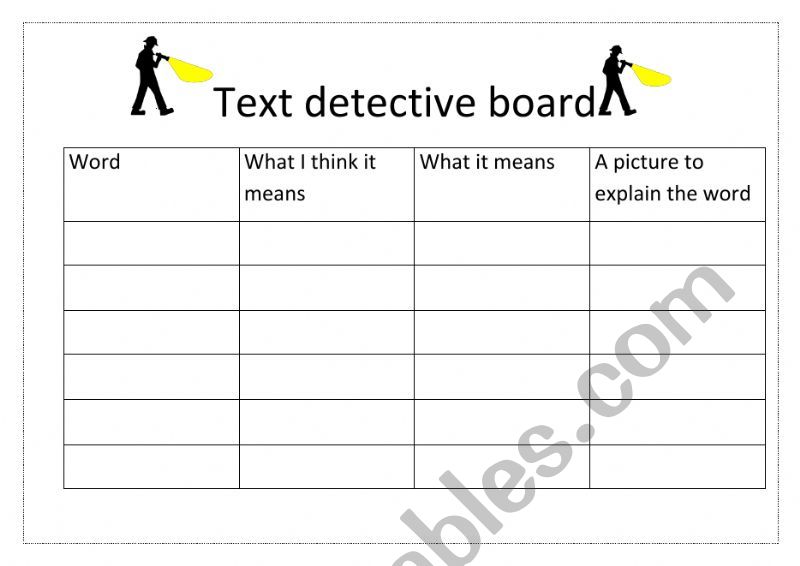 Text Detective Board worksheet