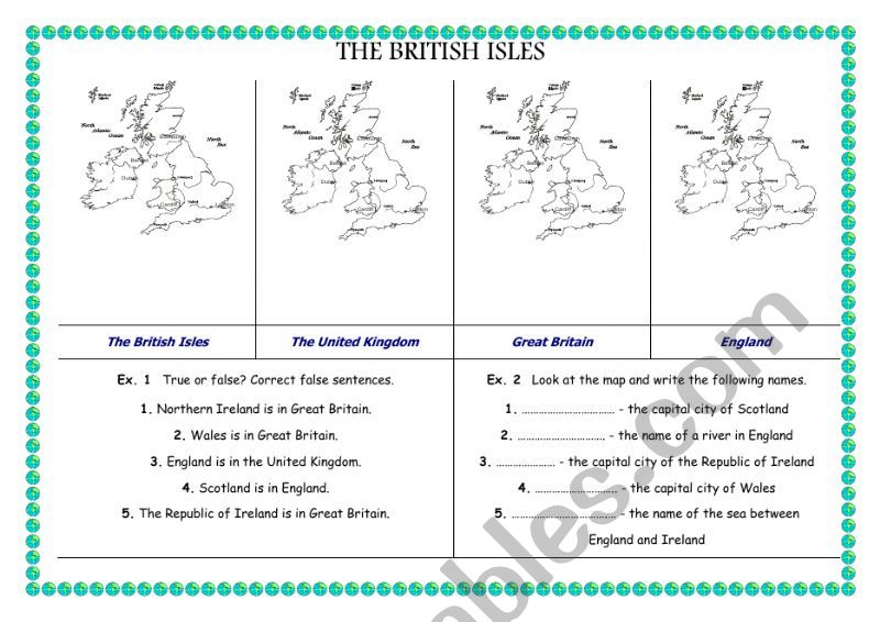 The British Isles worksheet