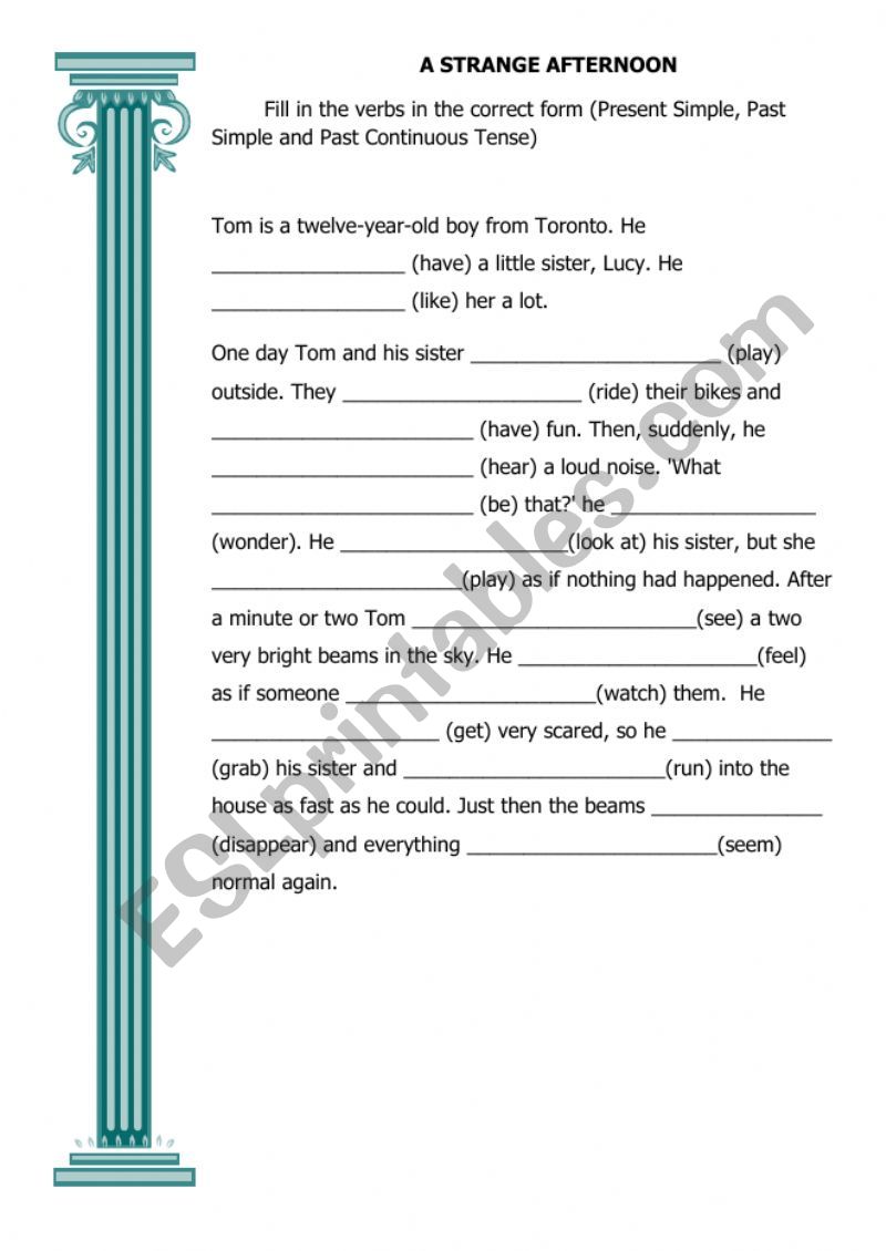 a strange story worksheet