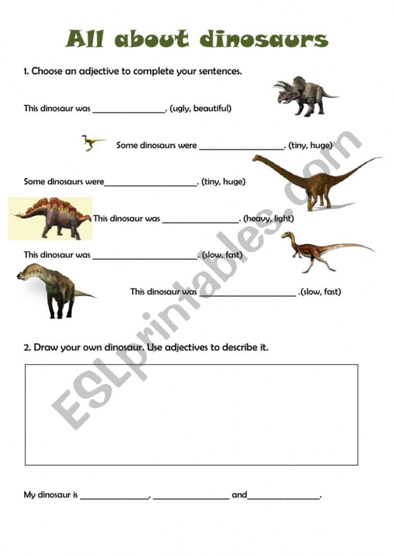 Dinosaurs- working with adjectives 1