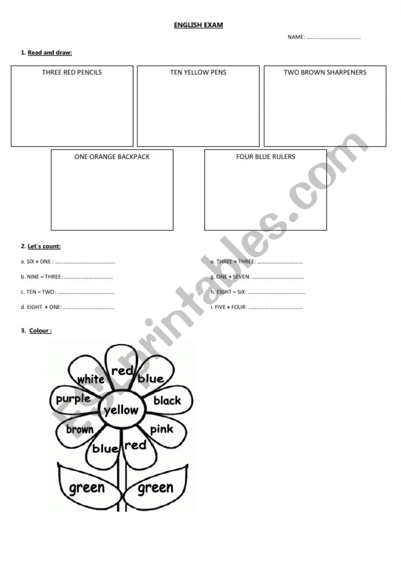 test worksheet