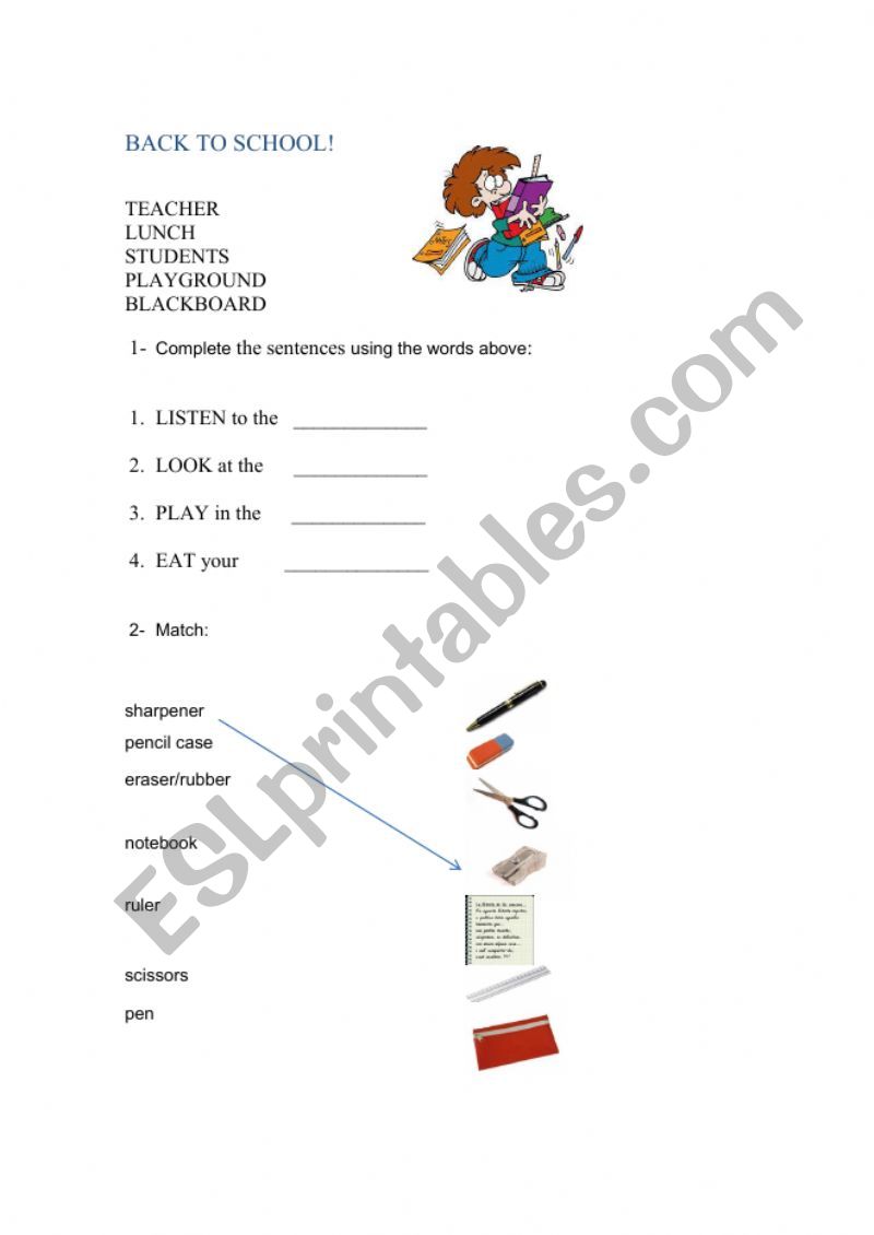 Back to School worksheet