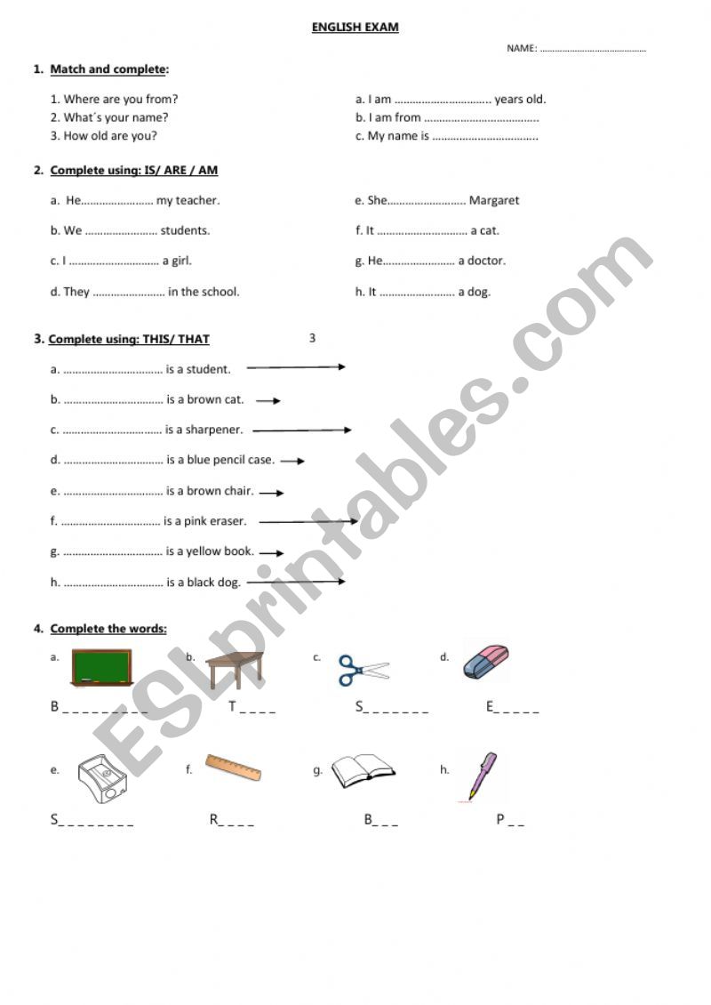 test worksheet