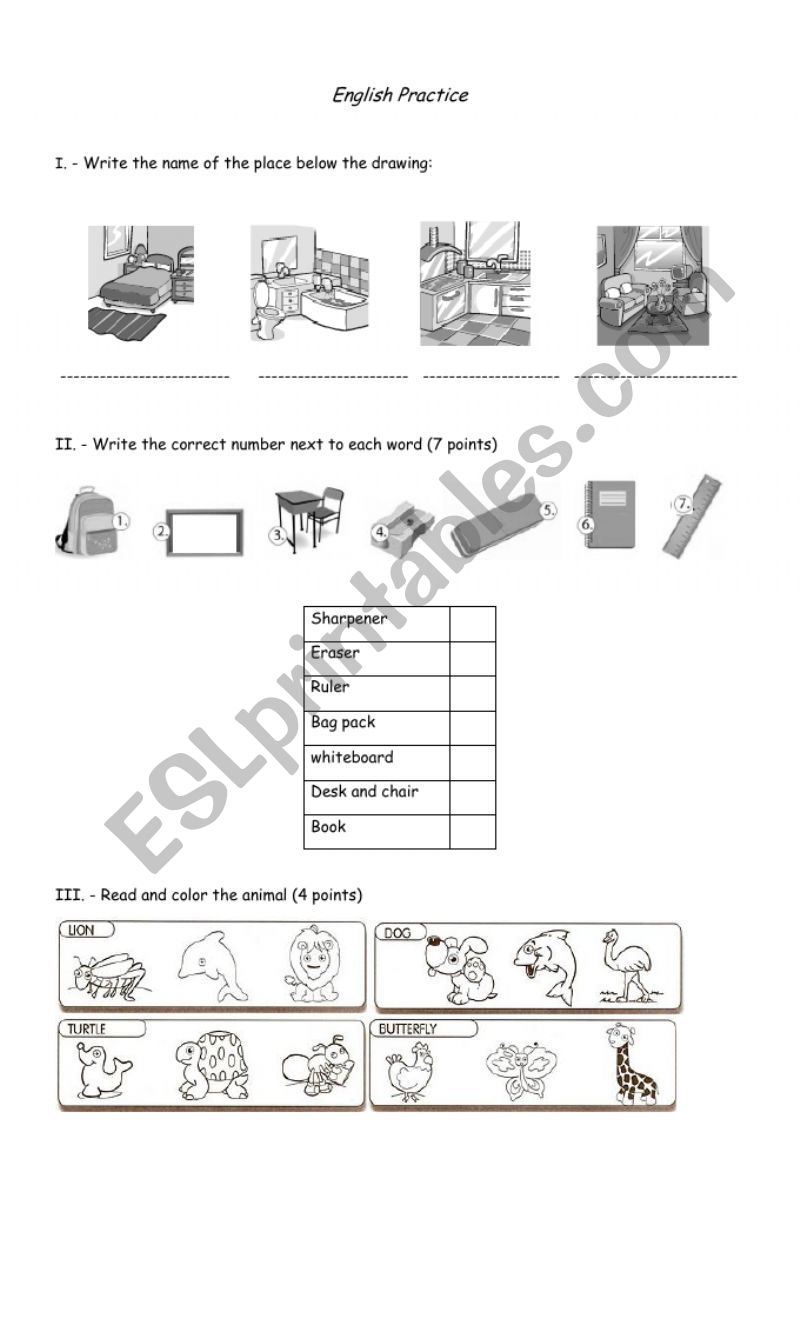 English practice worksheet