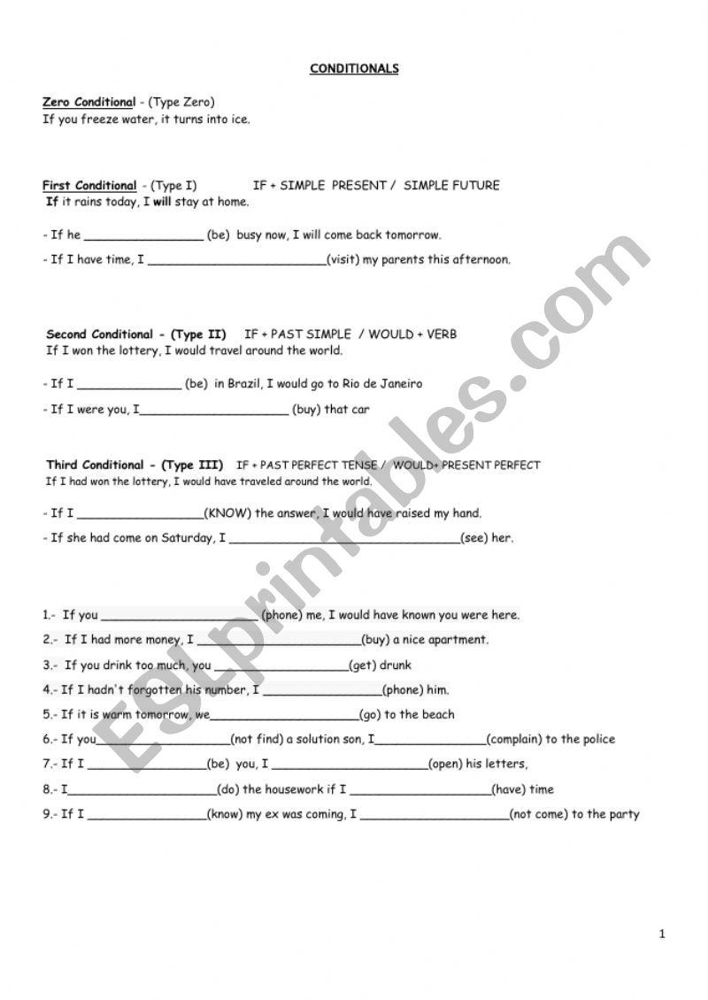 Conditionals worksheet