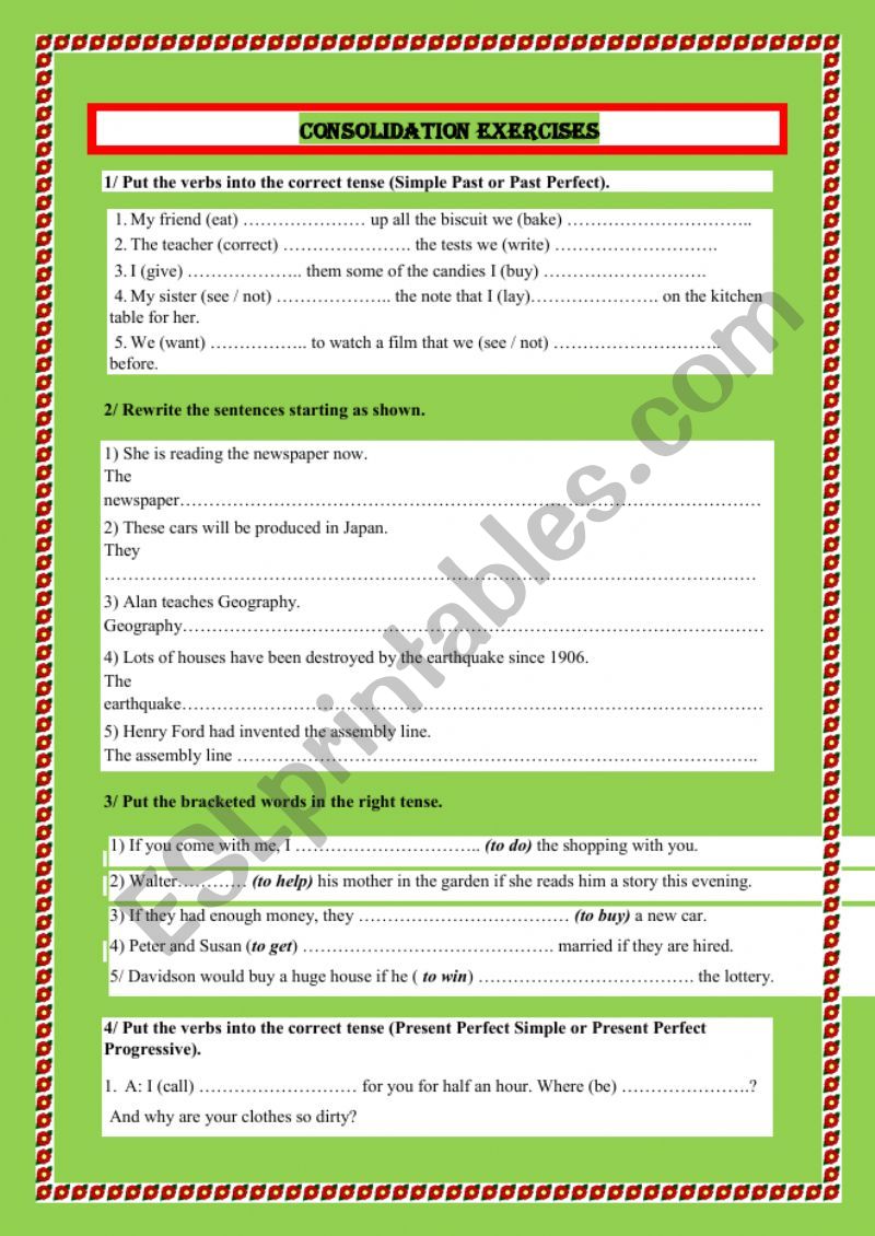 End of year revision worksheet