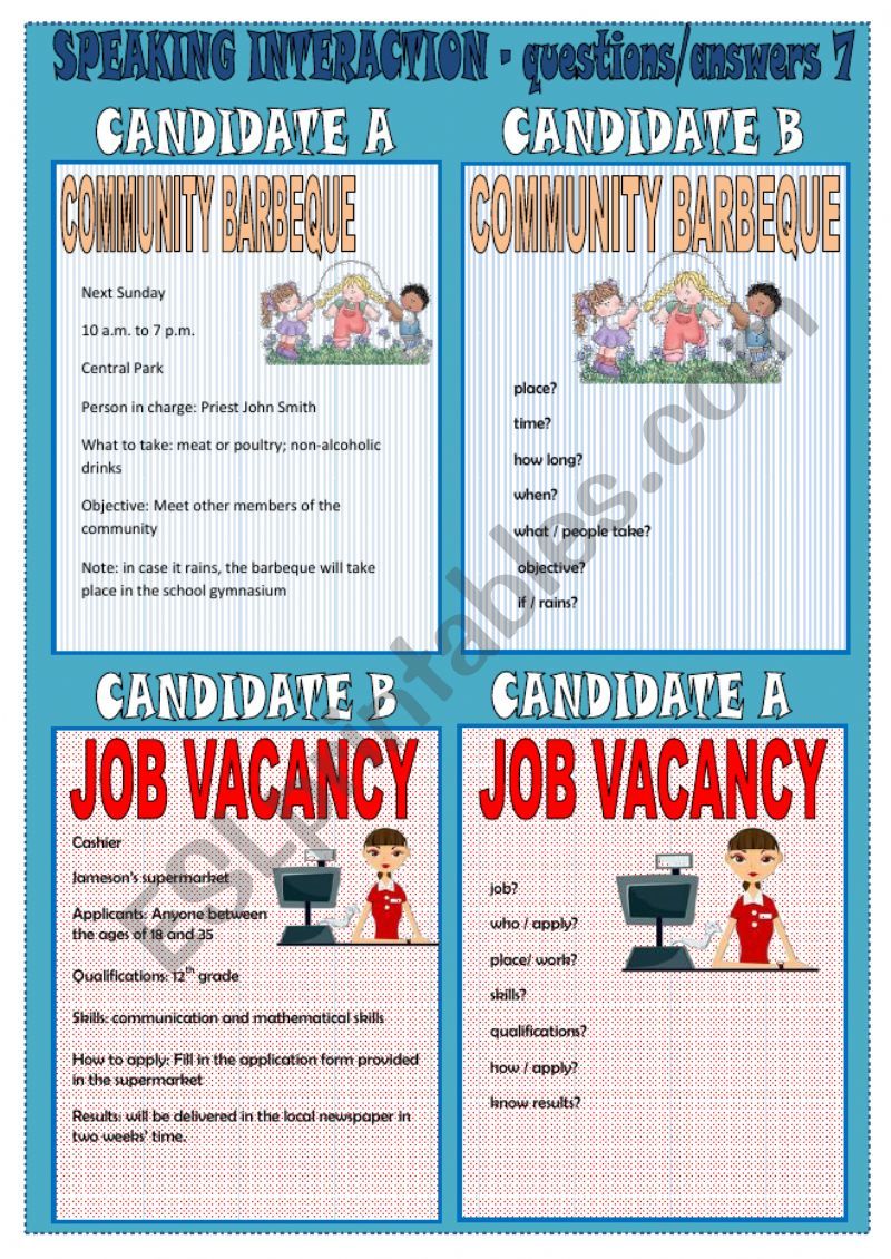 Speaking cards - 7 (10) worksheet