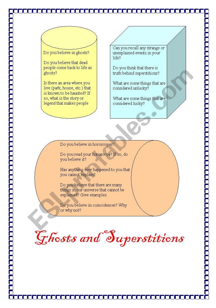 Ghost and Supertitions  worksheet